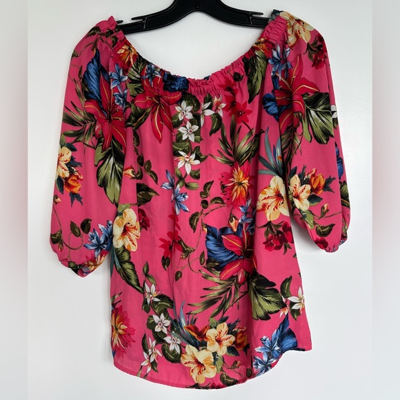 F&F Floral Off-Shoulder Blouse, Pink, Size 8. - Picture 4 of 10